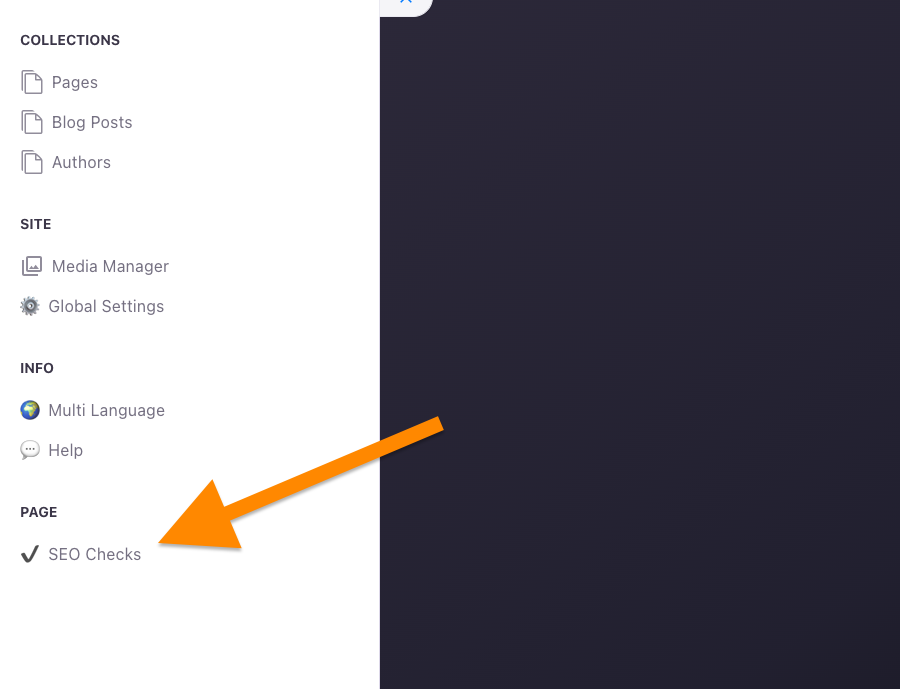 Arrow pointing to SEO Checker